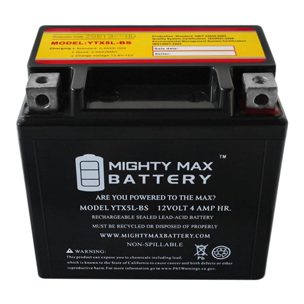 YTX5L-BS 12V 4AH Battery Replacement for Kymco Quad KXR 50 2004