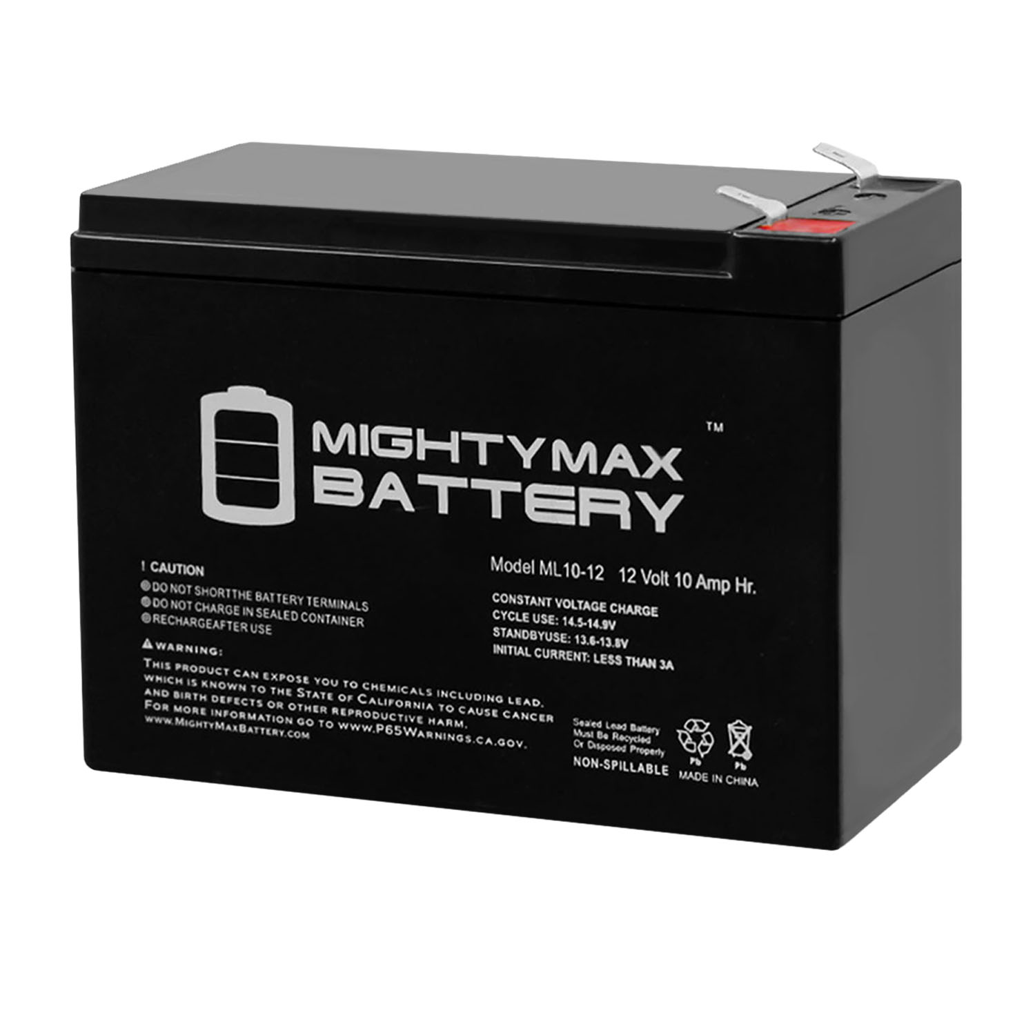 gevechten Seraph passend Mighty Max Battery ML10-12 - 12 Volt 10 AH, F2 Terminal, Rechargeable SLA  AGM Battery - MightyMaxBattery