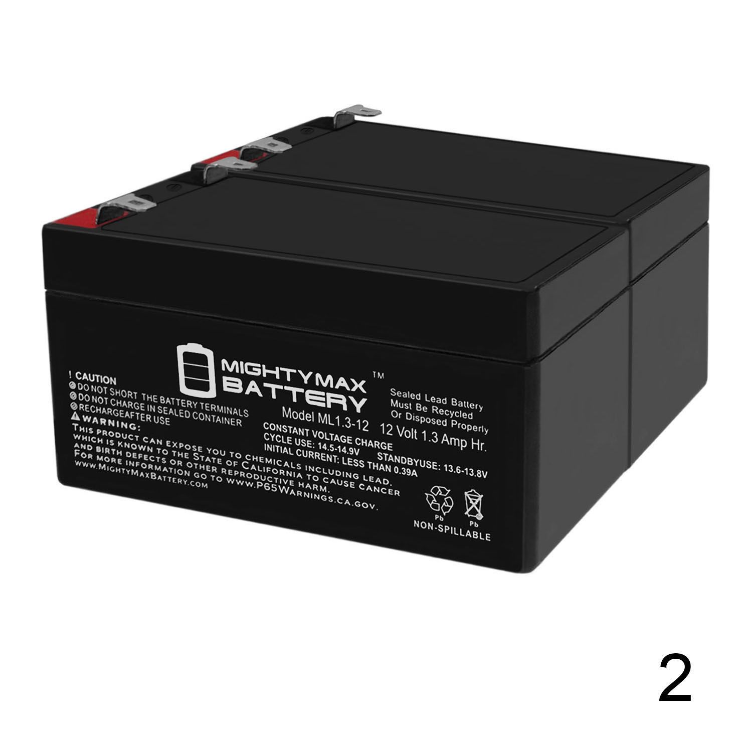 12V 1.3Ah Replacement Battery Compatible With Panasonic LC-R121R3P ...