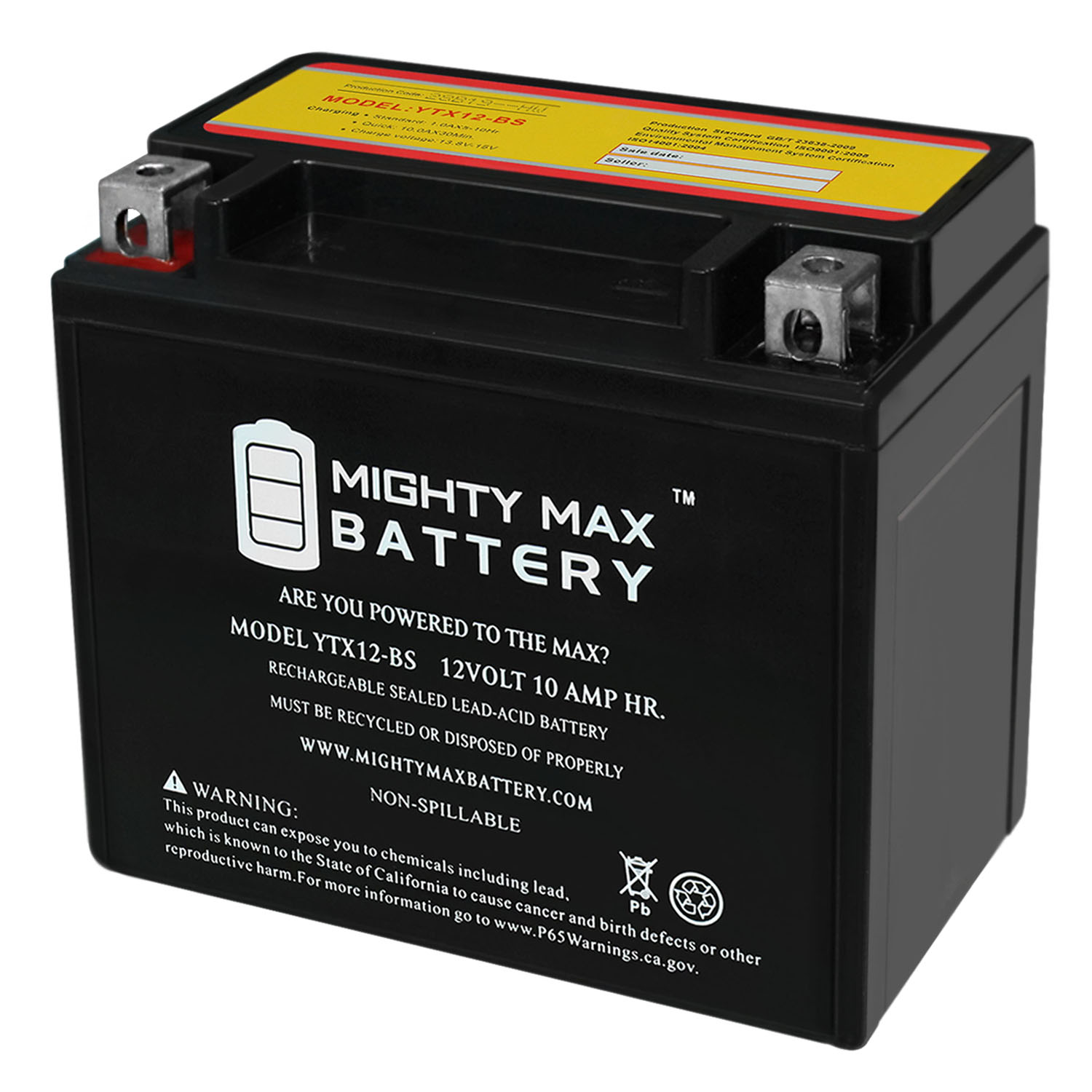 YTX12-BS 12v10ah gel motorcycle battery - VELA Battery