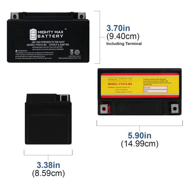 YTX7A-BS Battery Replacement for YTX7A-BS Motocross Powersports