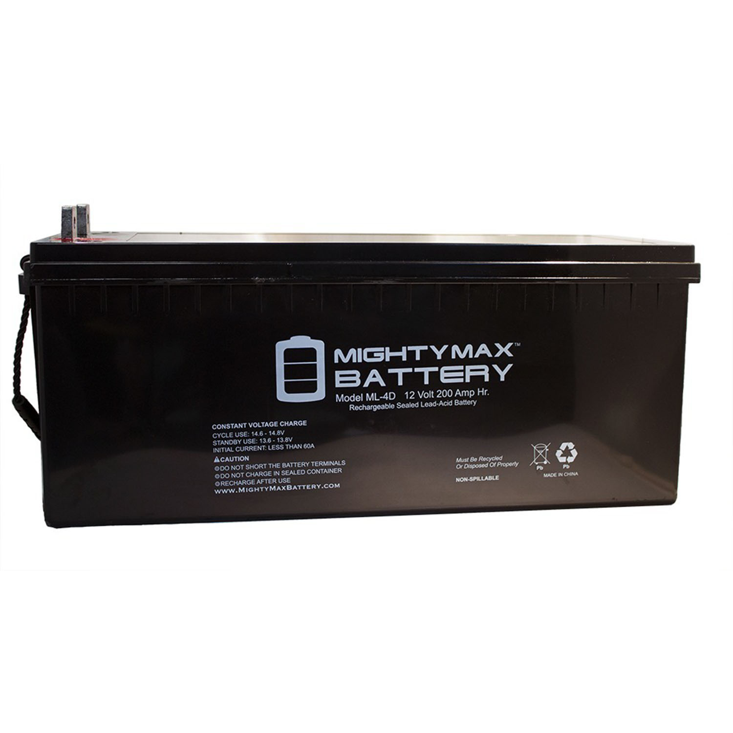 Mighty Max 12V 200Ah 4D SLA AGM Battery Replacement for Solar Systems, White