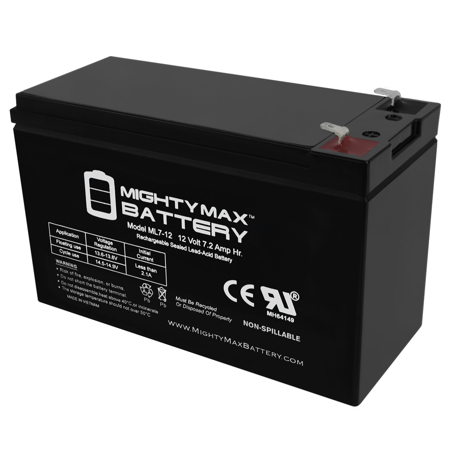 12V 7.2AH SLA Battery for MarCum LX-3TC Ice Fishing Sonar - MightyMaxBattery