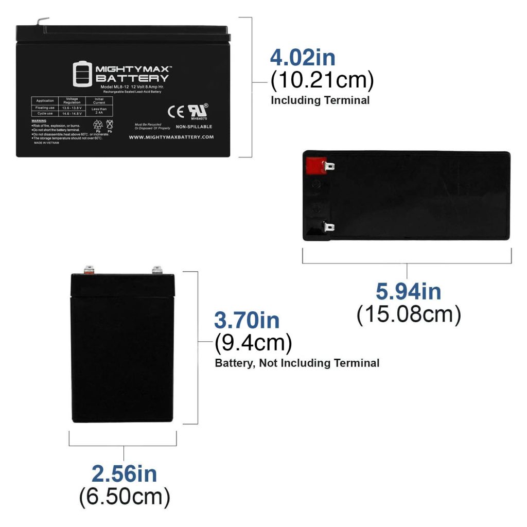 12V 8Ah UPS Battery Replaces 7Ah 28W BB Battery SH1228W - MightyMaxBattery