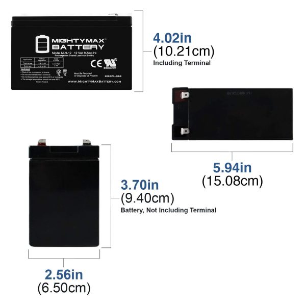 12V 9 Amp 12 Volt 9Ah Rechargeable Sealed Lead Acid AGM Battery Terminal F2