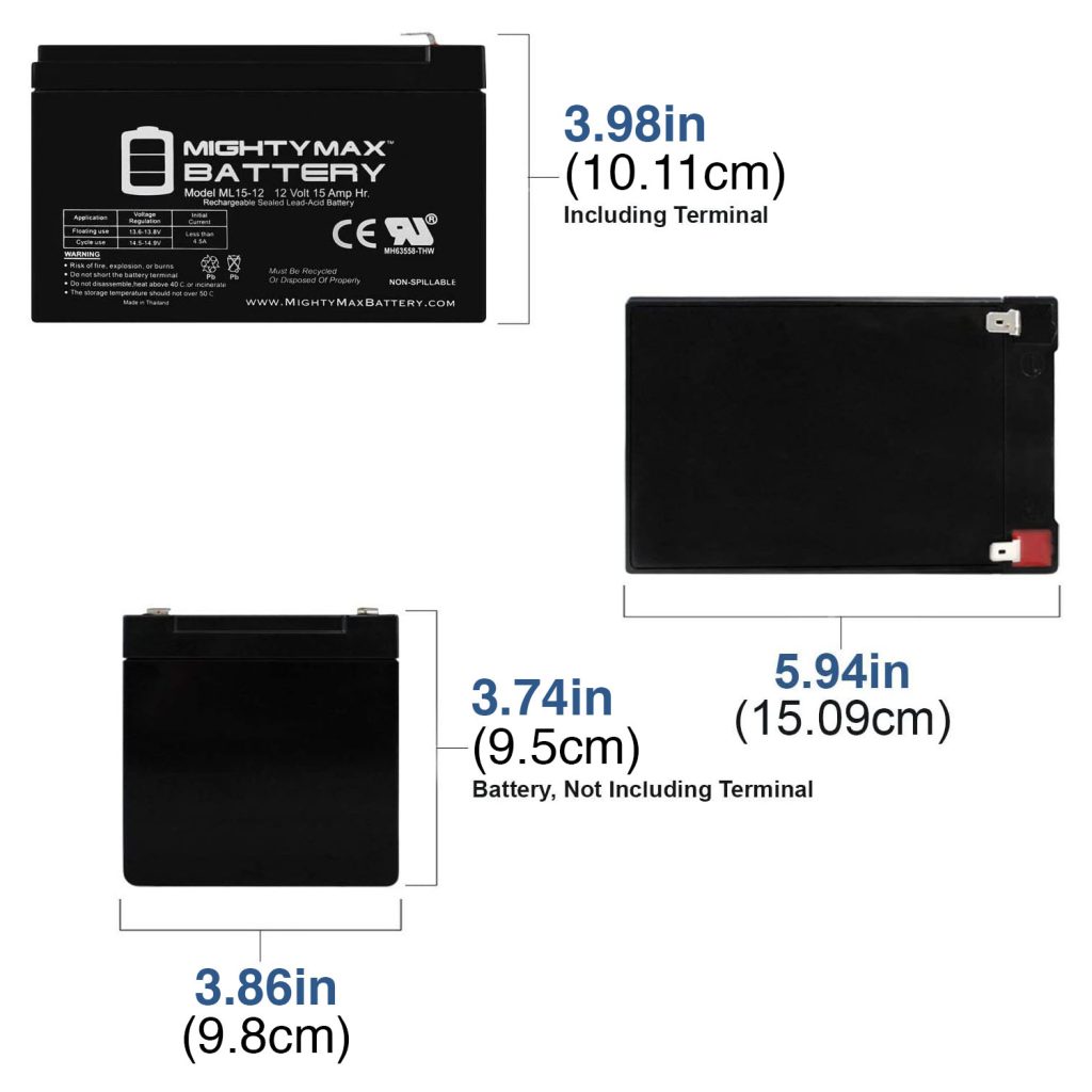 Mighty Max Battery Ml15 12 12 Volt 15 Ah F2 Terminal Rechargeable Sla Agm Battery