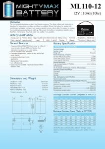 ML110-12 - 12 Volt 110 AH, Internal Thread (INT) Terminal, Rechargeable ...