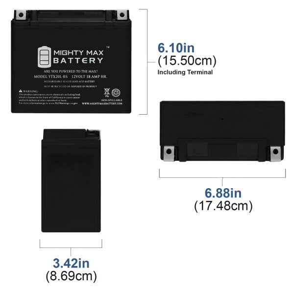 YTX20L-BS Power Sport AGM Series Sealed AGM Battery