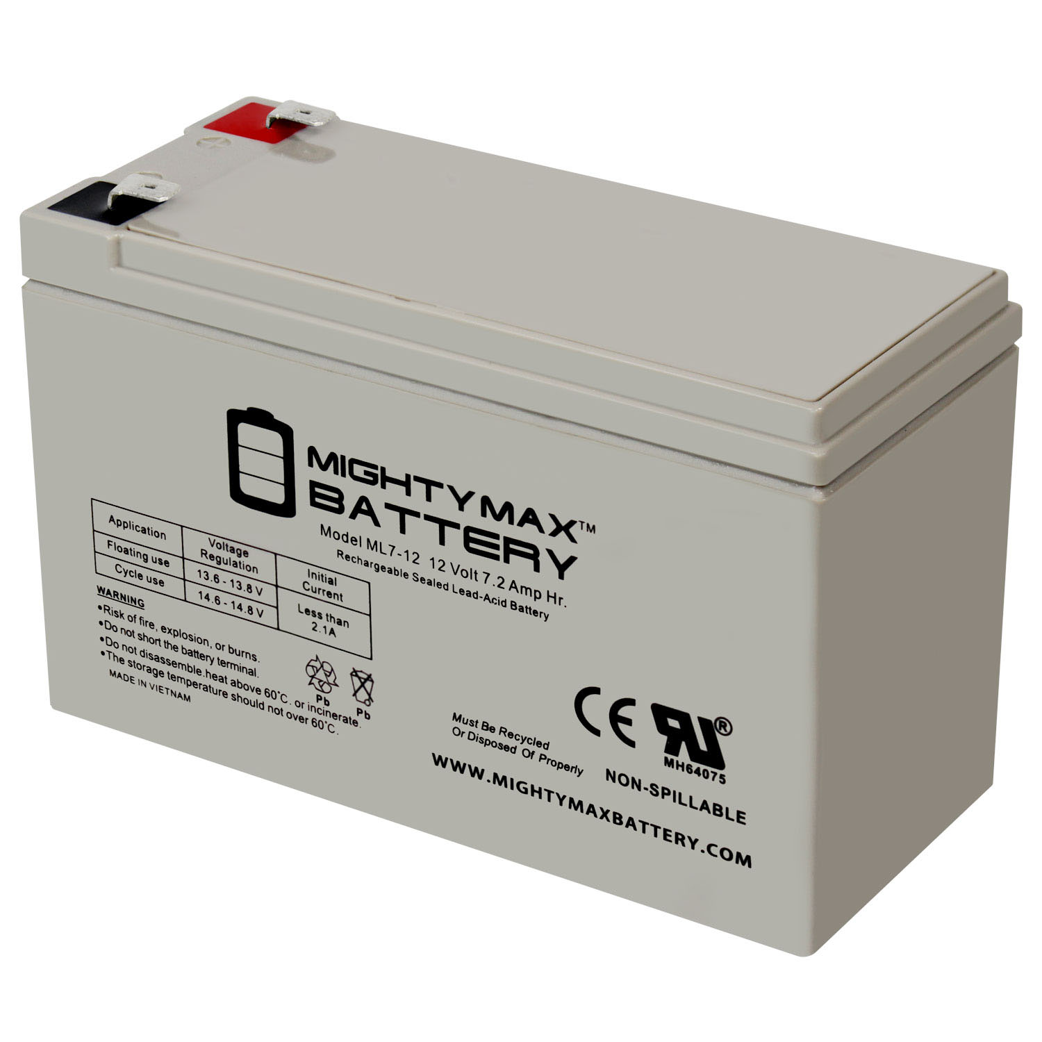 Mighty Max 12V 7Ah SLA Replacement Battery for FIAMM FG20721