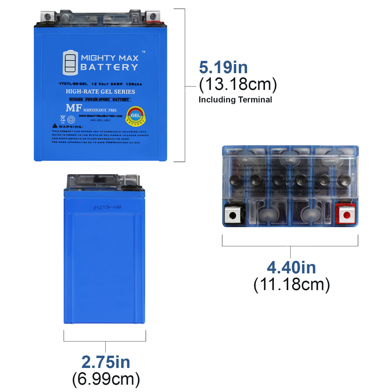Batterie SIP 12V/6Ah, STX7L-GEL 114x70x131 mm Batterie au gel noir