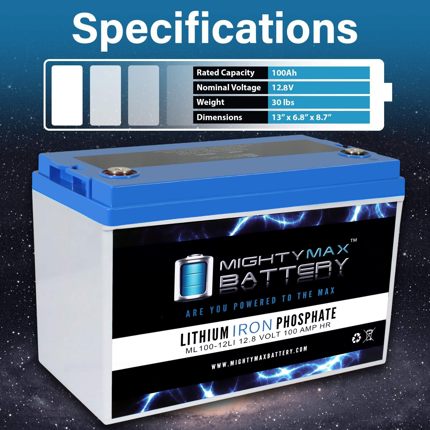 12V 100AH Lithium Battery for RV Marine Solar System