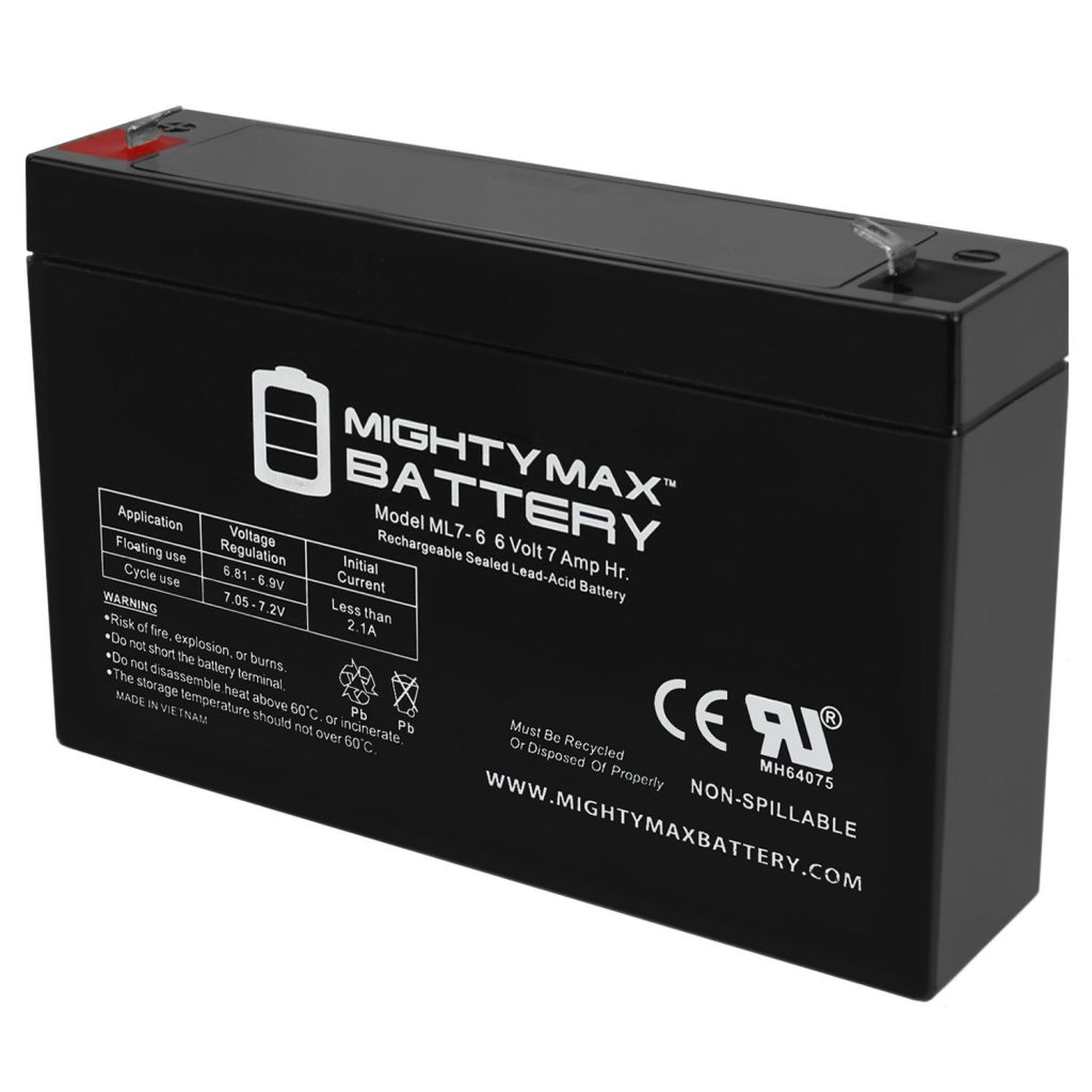 ML7-6 - 6 Volt 7 AH, F1 Terminal, Rechargeable SLA AGM Battery, Mighy ...