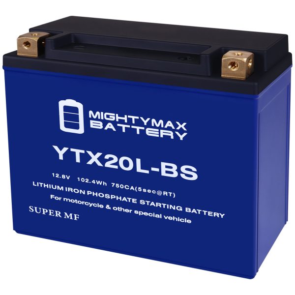 Mighty Max Battery YTX20L-BSLIFEPO4 - 12 Volt 18 AH, 570 CCA, Lithium Iron Phosphate (LiFePO4) Battery