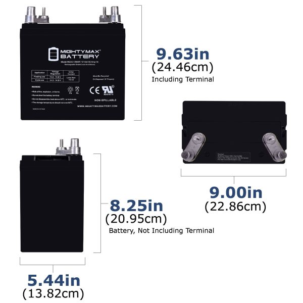 ML55-12MAR - 12 Volt 55 AH, Marine Post Terminal, Rechargeable SLA AGM Battery