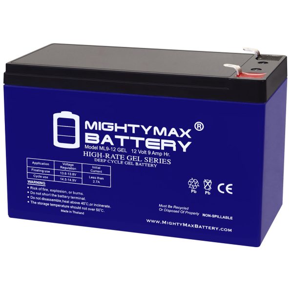 ML9-12GEL - 12 Volt 9 AH, GEL Type, F2 Terminal, Rechargeable SLA AGM Battery