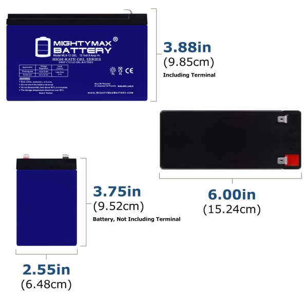 ML9-12GEL - 12 Volt 9 AH, GEL Type, F2 Terminal, Rechargeable SLA AGM Battery