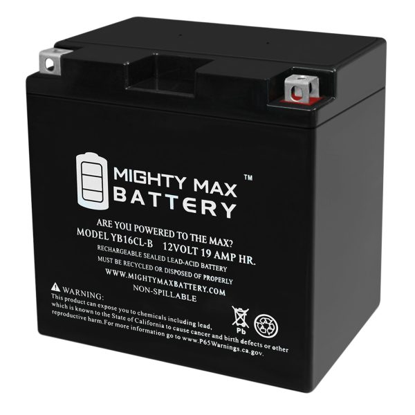 YB16CL-B -12 Volt 19 AH, 250 CCA, Rechargeable Maintenance Free SLA AGM Motorcycle Battery