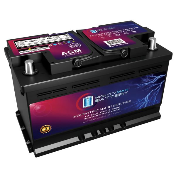 MM-H7 Start and Stop Car BCI Group Size 94R 12V 80AH, 140RC, 850 CCA Rechargeable AGM Car battery