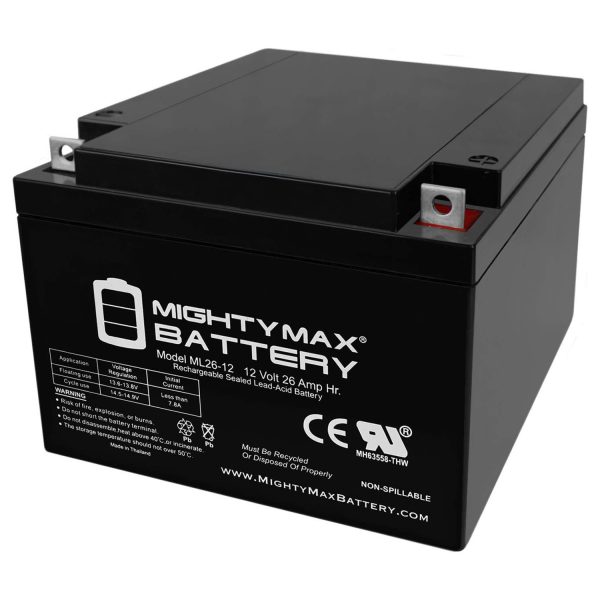 ML26-12 -12 Volt 26 AH, T3 Terminal, Rechargeable SLA AGM Battery