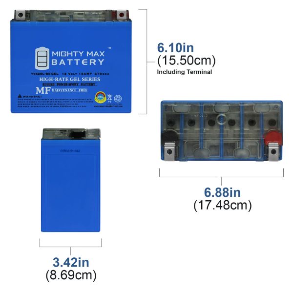 YTX20L-BSGEL -12 Volt 18 AH, GEL Type, 270 CCA, Rechargeable Maintenance Free SLA AGM Motorcycle Battery