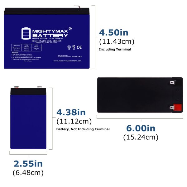 ML10-12GEL - 12 Volt 10 AH, GEL Type, F2 Terminal, Rechargeable SLA AGM Battery