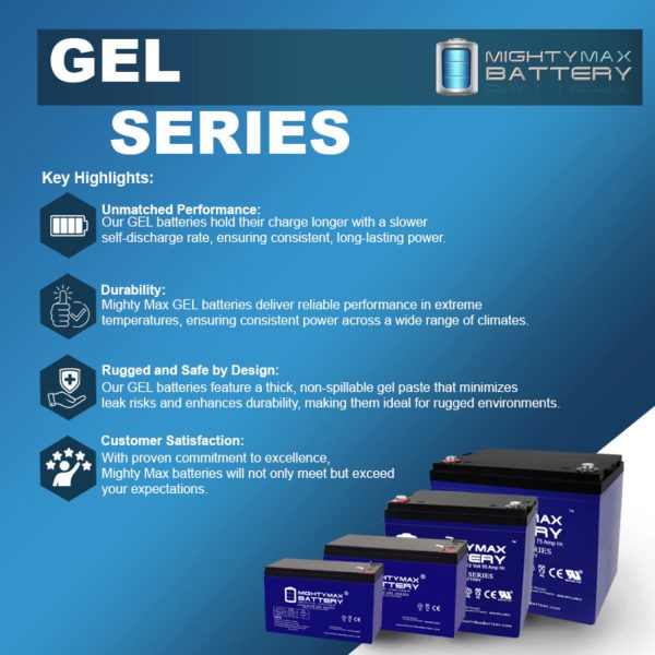 ML10-12GEL - 12 Volt 10 AH, GEL Type, F2 Terminal, Rechargeable SLA AGM Battery