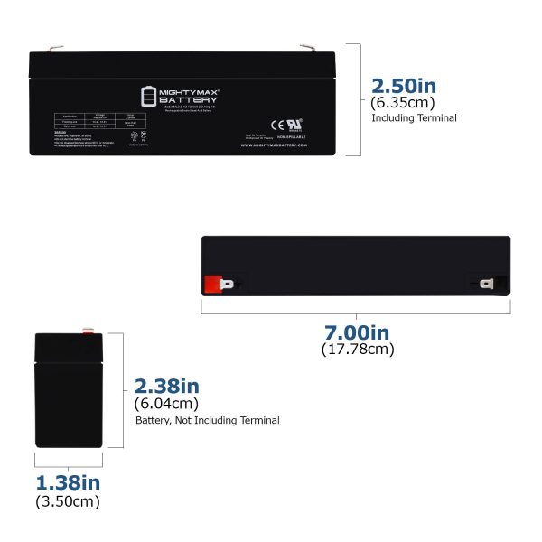 ML2.3-12 - 12 Volt 2.3 AH, F1 Terminal, Rechargeable SLA AGM Battery