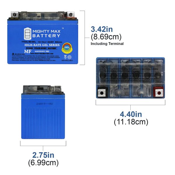 Mighty Max Battery YTX4L-BSGEL - 12 Volt 3 AH, GEL Type, 50 CCA, Rechargeable Maintenance Free SLA AGM Motorcycle Battery