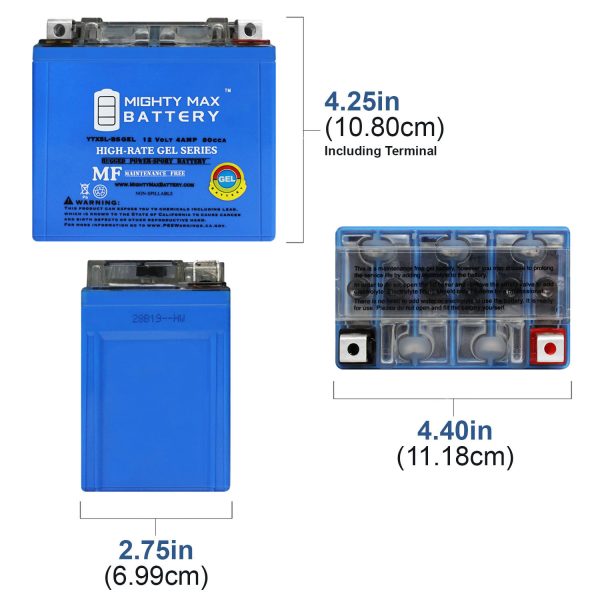 YTX5L-BSGEL -12 Volt 4 AH, GEL Type, 80 CCA, Rechargeable Maintenance Free SLA AGM Motorcycle Battery