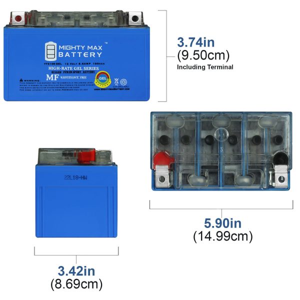 YTZ10SGEL -12 Volt 8.6 AH, GEL Type, 190 CCA, Rechargeable Maintenance Free SLA AGM Motorcycle Battery