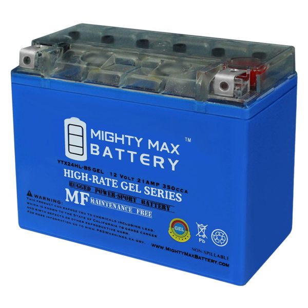 YTX24HL-BSGEL -12 Volt 21 AH, GEL Type, 350 CCA, Rechargeable Maintenance Free SLA AGM Motorcycle Battery