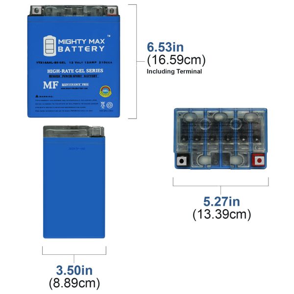 YTX14AHLGEL -12 Volt 12 AH, GEL Type, 210 CCA, Rechargeable Maintenance Free SLA AGM Motorcycle Battery