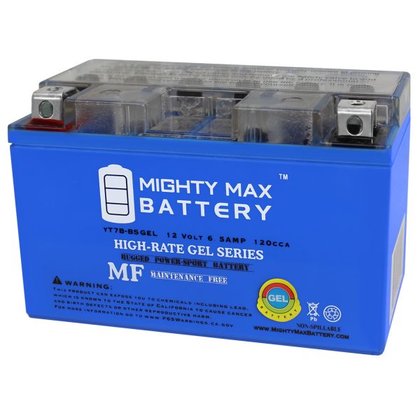 Mighty Max Battery YT7B-BSGEL -12 Volt 6.5 AH, GEL Type, 110 CCA, Rechargeable Maintenance Free SLA AGM Motorcycle Battery