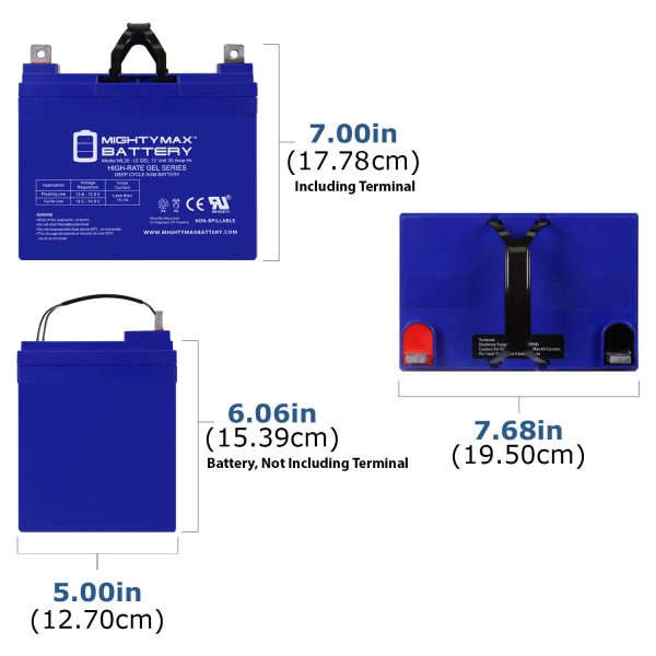 ML35-12GEL - 12 Volt 35 AH, GEL Type, Nut and Bolt (NB) Terminal, Rechargeable AGM Battery