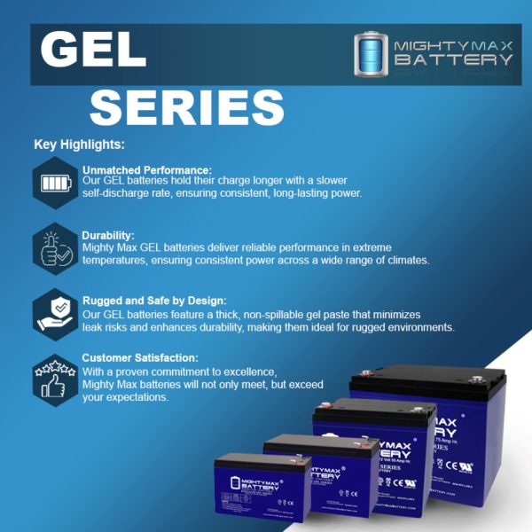 ML35-12GEL - 12 Volt 35 AH, GEL Type, Nut and Bolt (NB) Terminal, Rechargeable AGM Battery