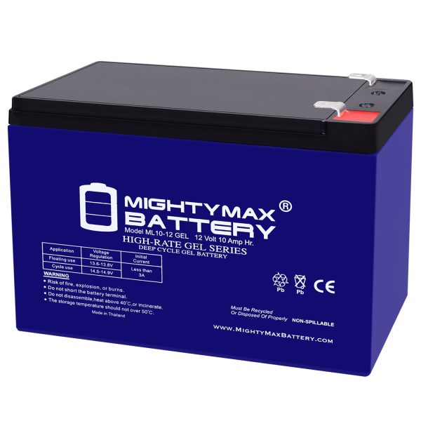 ML10-12GEL - 12 Volt 10 AH, GEL Type, F2 Terminal, Rechargeable SLA AGM Battery