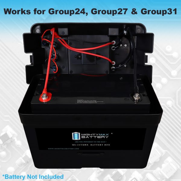 Trolling Motor Smart Battery Box Power Center for 12V Batteries Group 24, 27, 31 Marine Battery box with Dual USB, 12V DC Outlet, Voltmeter and Circuit Breaker