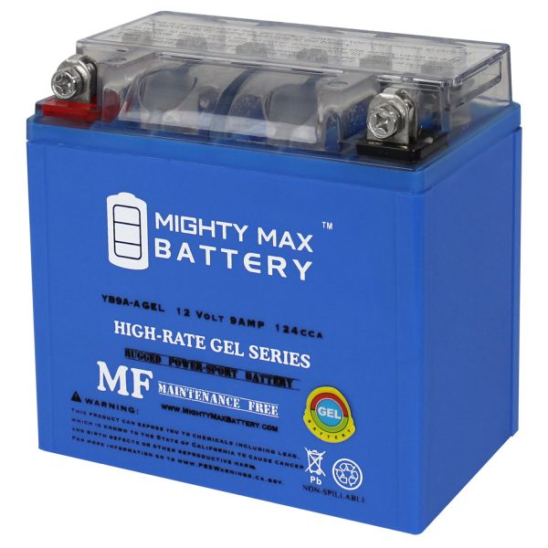 Mighty Max Battery YB9A-AGEL - 12 Volt 9 AH, GEL Type, 130 CCA, Rechargeable Maintenance Free SLA AGM Motorcycle Battery