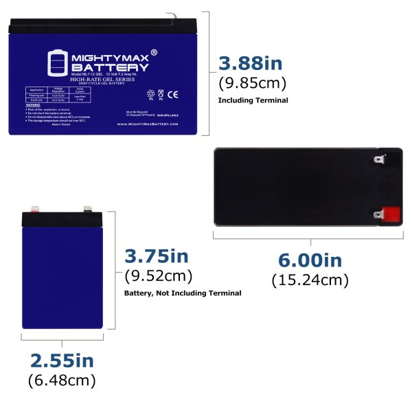 ML7-12GEL - 12 Volt 7 AH, GEL Type, F1 Terminal, Rechargeable SLA AGM Battery