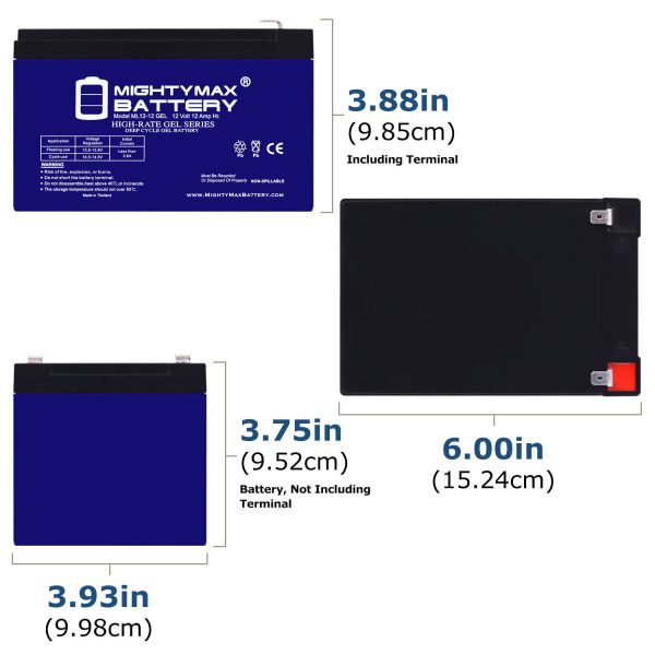 ML12-12GEL - 12 Volt 12 AH, GEL Type, F2 Terminal, Rechargeable SLA AGM Battery