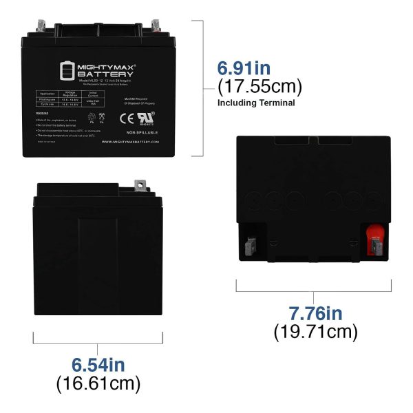 ML50-12 -12 Volt 50 AH, Nut and Bolt (NB) Terminal, Rechargeable SLA AGM Battery