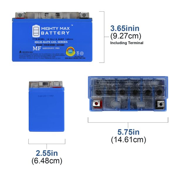YT7B-BSGEL -12 Volt 6.5 AH, GEL Type, 110 CCA, Rechargeable Maintenance Free SLA AGM Motorcycle Battery