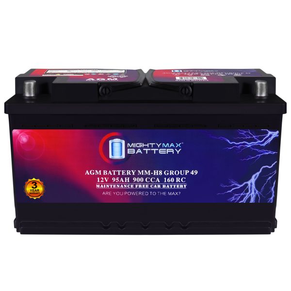 MM-H8 Start and Stop Car BCI Group 49 12V 95Ah, 160RC, 900 CCA Rechargeable AGM Car Battery