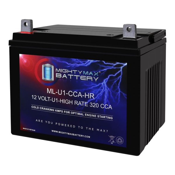 ML-U1-CCAHR -12 Volt, 320 CCA, Nut and Bolt (NB) Terminal, Rechargeable SLA AGM Battery