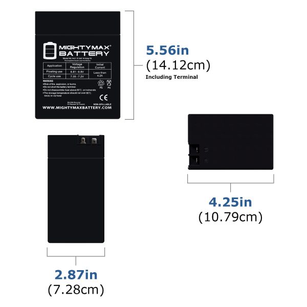 ML14-6 - 6 Volt 14 AH, Fast-on Terminal, Rechargeable SLA AGM Battery